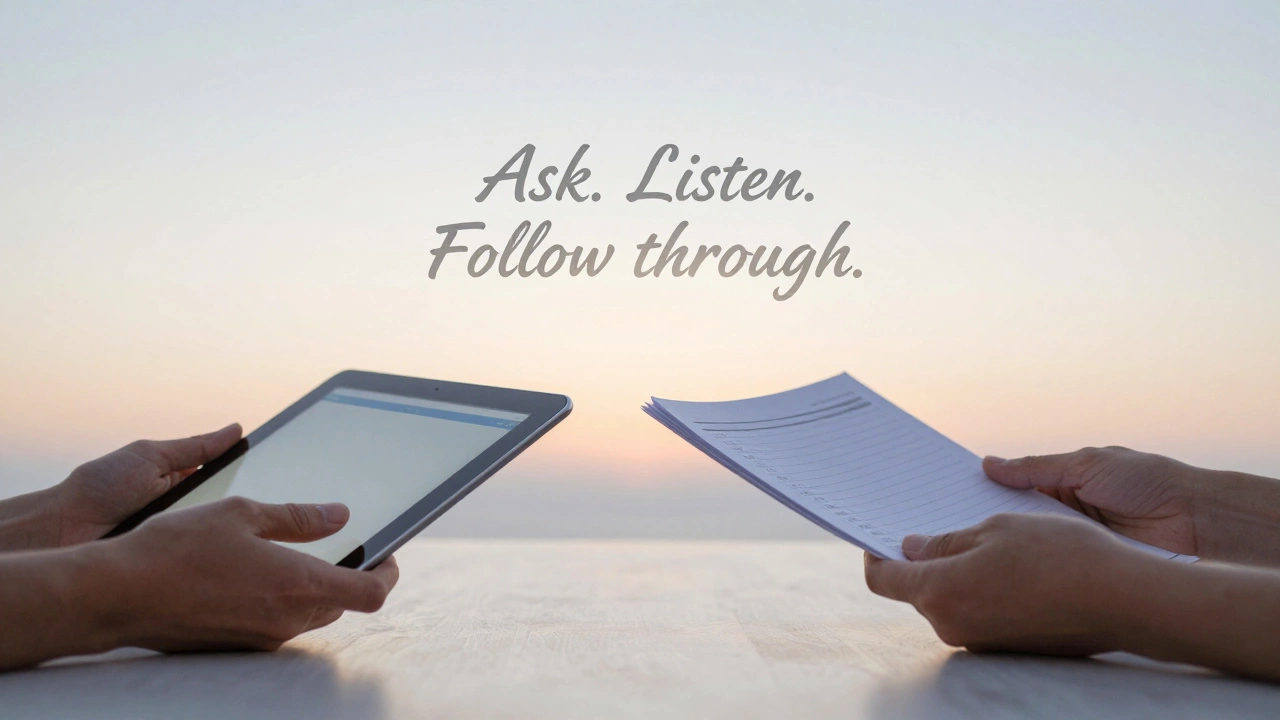 Hands connect across a table, symbolizing respectful communication and accessibility.